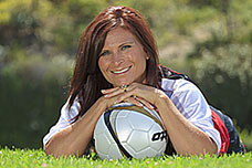Becky Spears with soccer ball